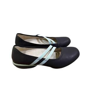 KURU Bella Dark Brown Leather Double Elastic Strap Comfort Flats SIZE: 9 US